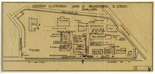 39991 Plattegrond van het fabriekscomplex van Wagon- en bruggenfabriek Werkspoor te Zuilen, met aanduiding van de ...